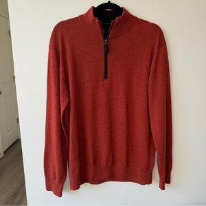 Orvis Men’s Quarter-Zip Sweater Pullover, Rust Orange